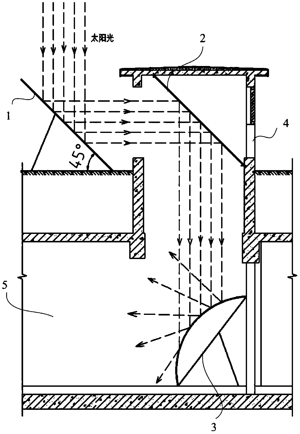 Lighting compensation device for basement construction, and construction method