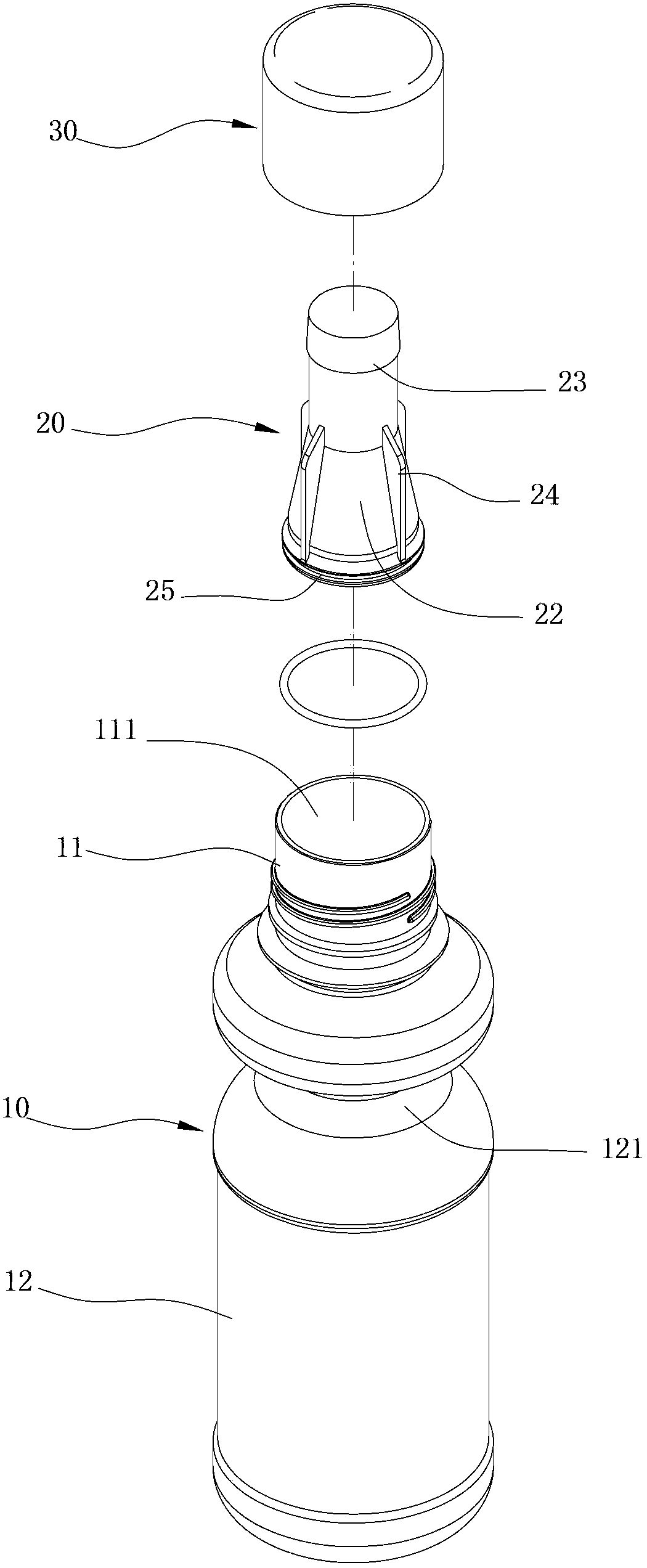 Mixing and filling bottle assembly