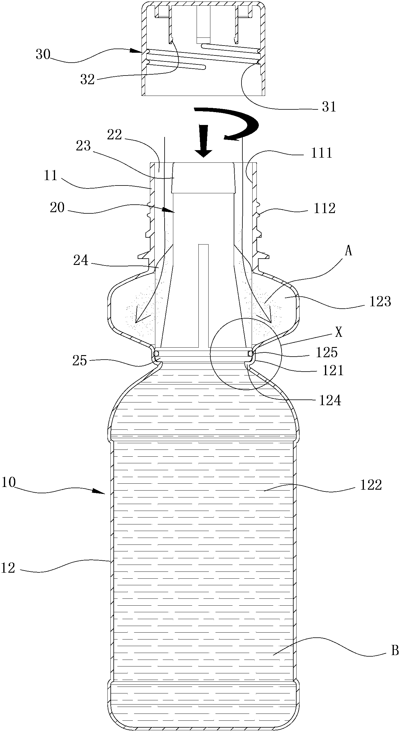 Mixing and filling bottle assembly