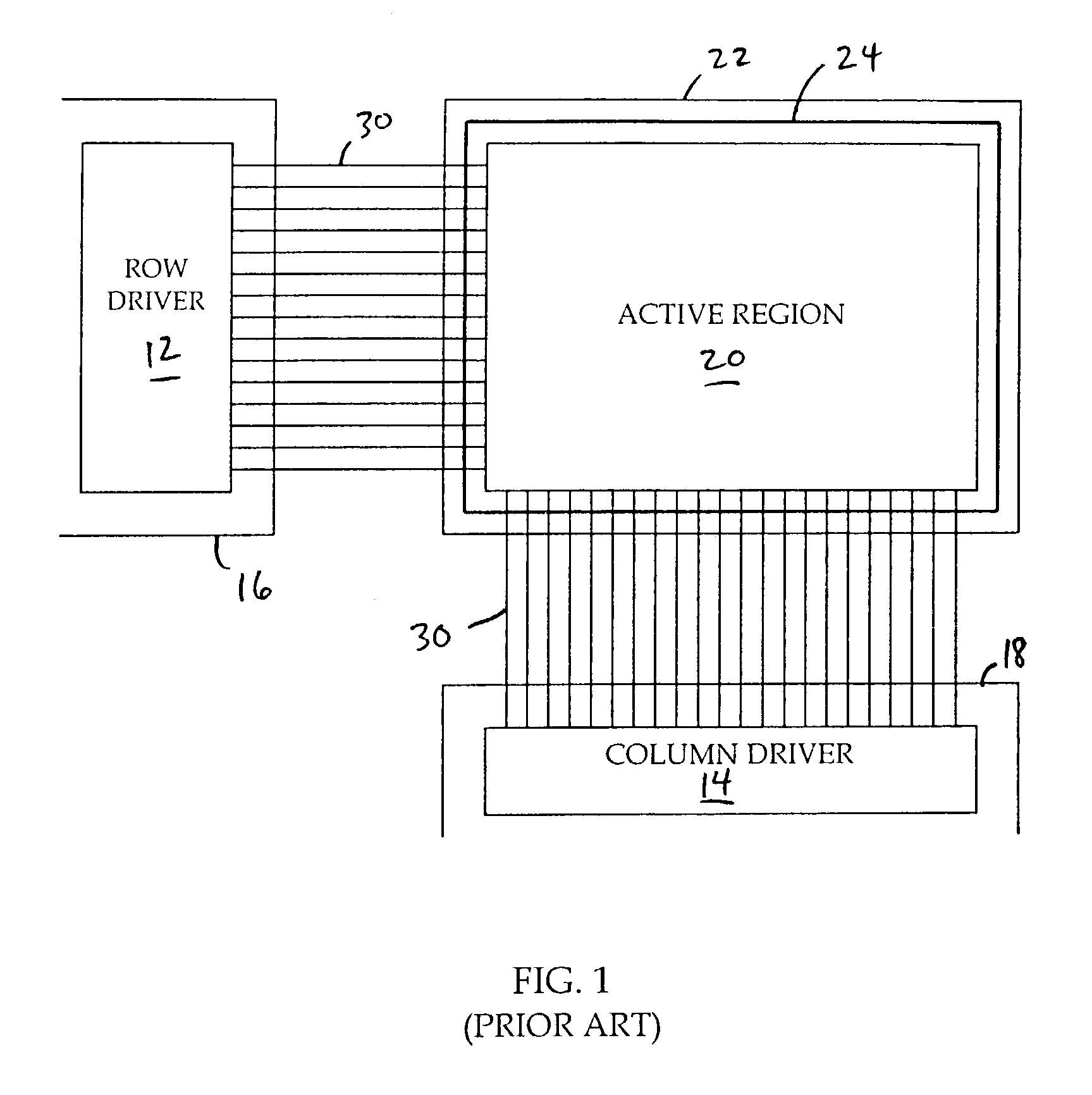 Image display device incorporating driver circuits on active substrate and other methods to reduce interconnects
