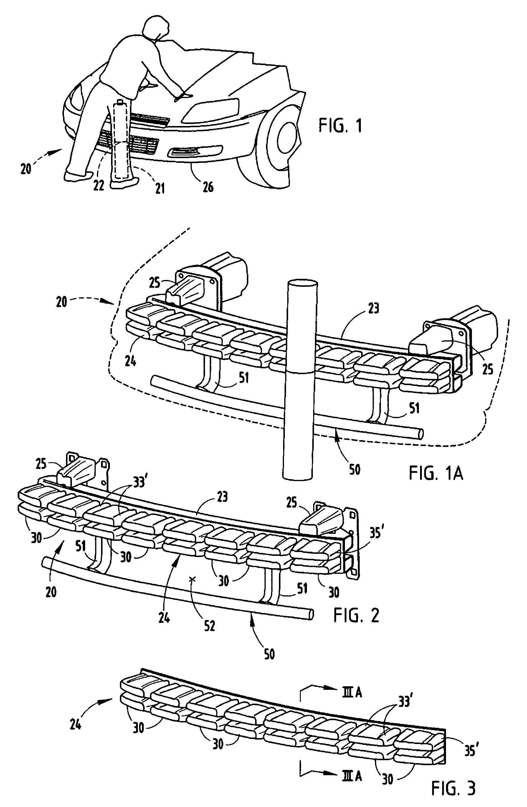 Bumper for pedestrian impact having thermoformed energy absorber