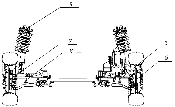 MacPherson independent suspension front axle assembly with circulating ball steering mechanism