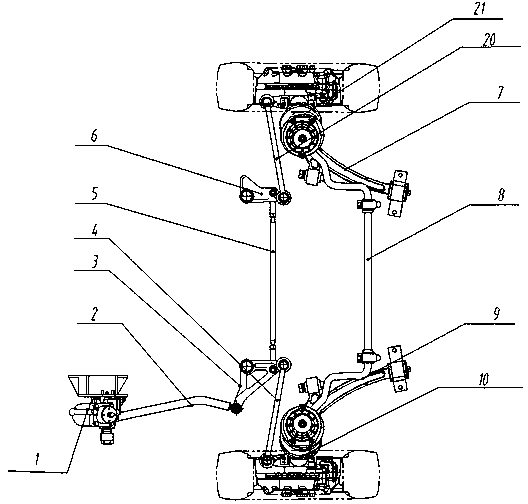 MacPherson independent suspension front axle assembly with circulating ball steering mechanism