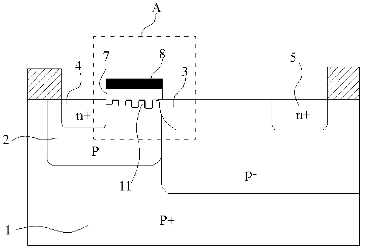 Planar power metal oxide semiconductor (MOS) device