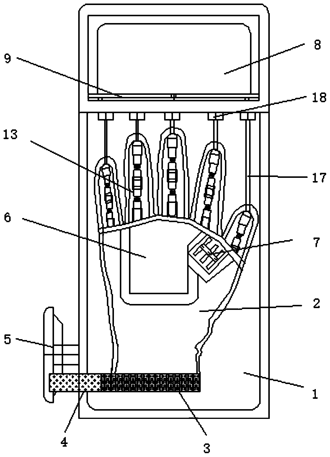 Hand recovering and training device for hand surgery medical care and nursing