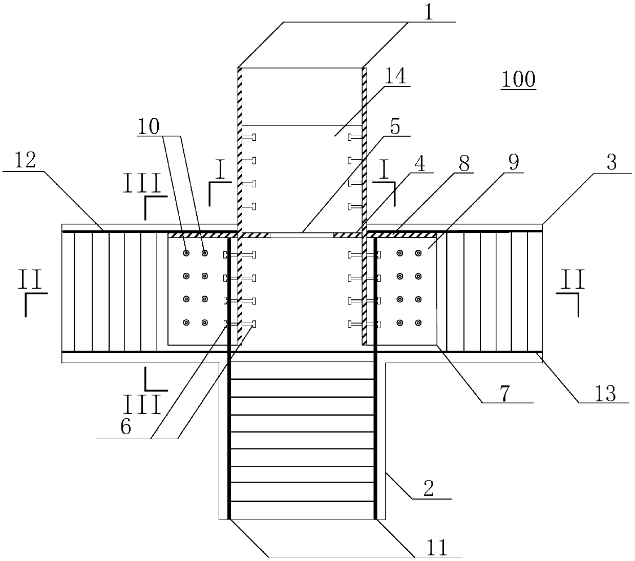 Transfer node for upper-layer steel pipe column and lower-layer reinforced concrete column and construction method