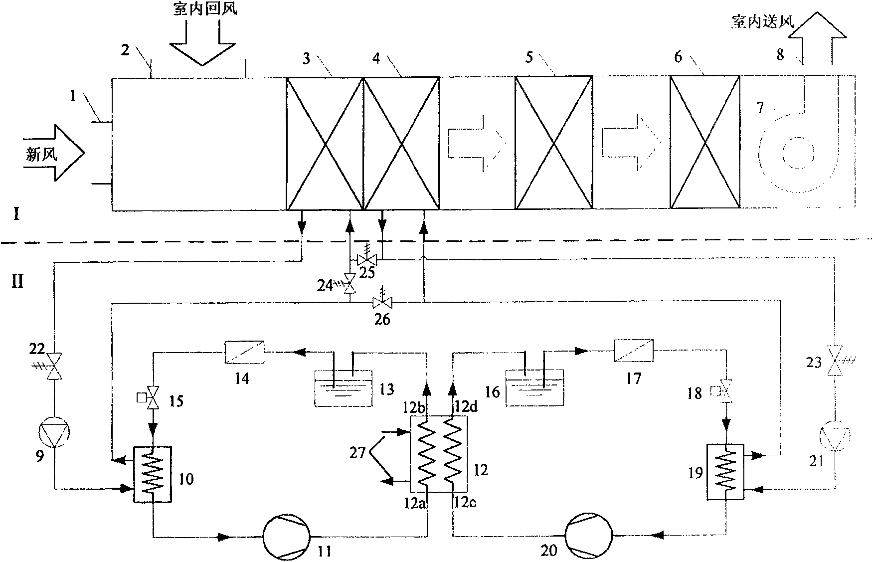 Heat moisture segmental processing air-conditioning unit device and its air-treatment method