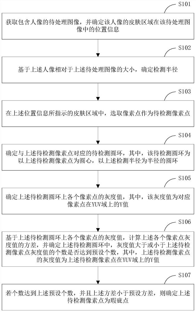 Skin blemish detection method, detection device, terminal equipment and readable storage medium