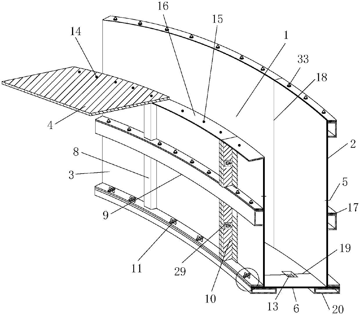 Curved cast-in-place concrete beams and construction methods based on shaped quick-release aluminum formwork