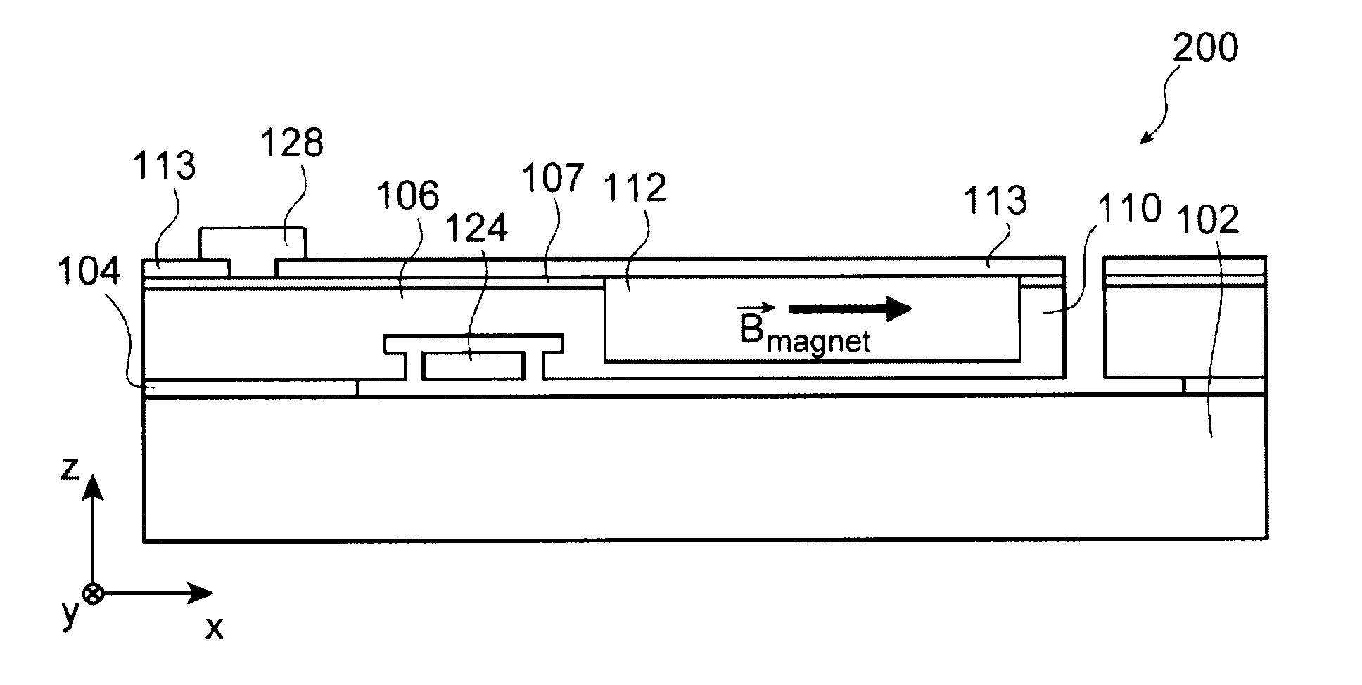 Magnetic field sensor with suspended stress gauge