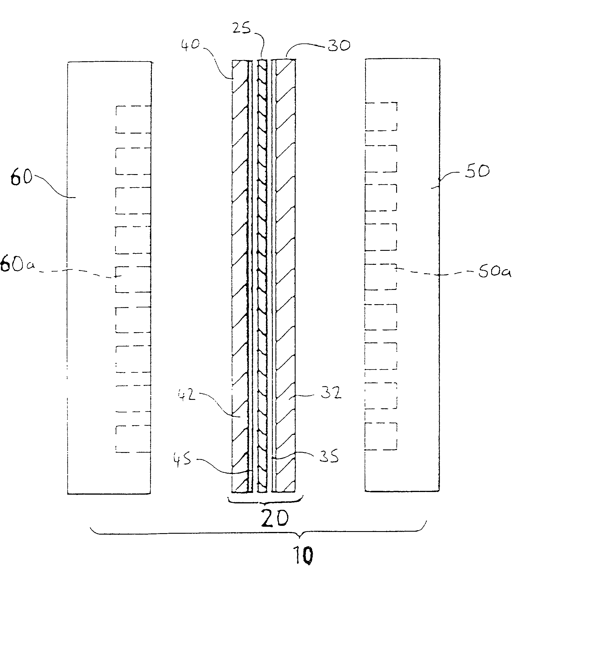 Electrochemical fuel cell with an electrode having an in-plane nonuniform structure