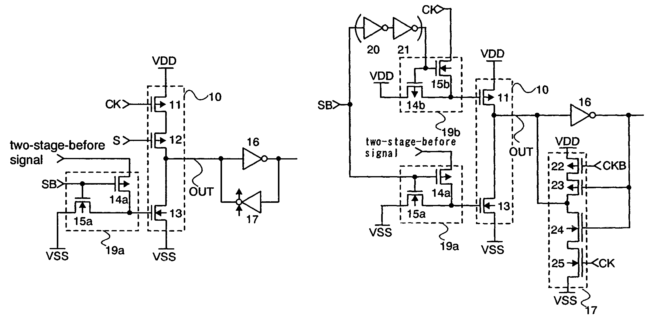 Clocked inverter, NAND, NOR and shift register