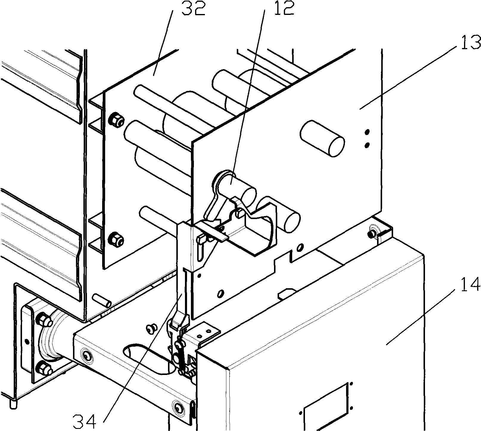 Interlocking device of metal-enclosed switchgear grounding switch and cable room door