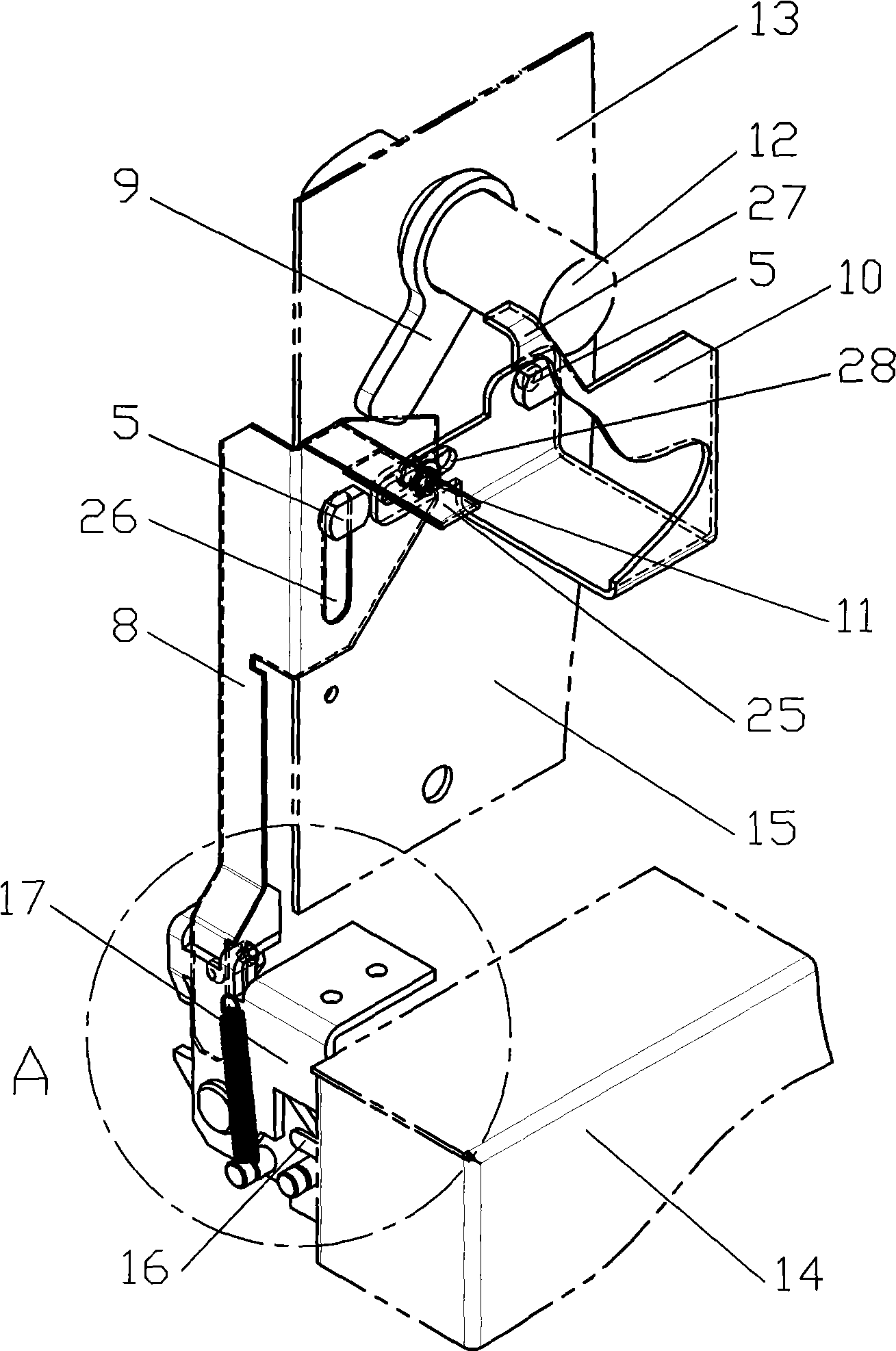 Interlocking device of metal-enclosed switchgear grounding switch and cable room door
