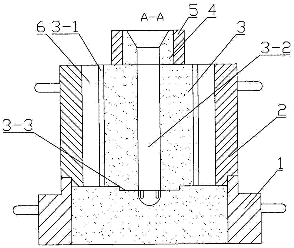 Casting die and casting method of long-cylindrical shell iron casting with ribbed inner chamber