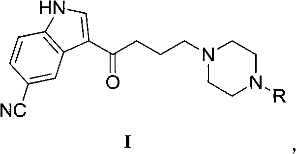 3-(4-(4-substituted-piperazino)-1-butyryl)indolyl-5-formonitrile and application thereof