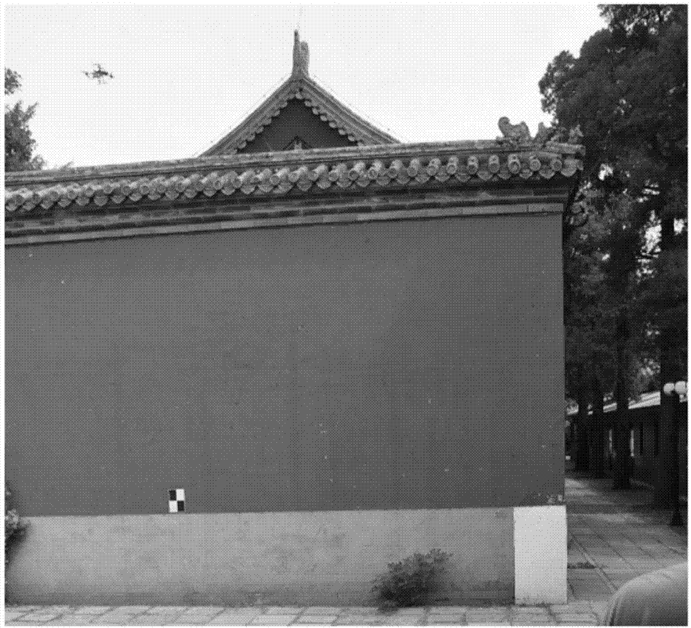 Target layout device and method for photogrammetry on top of historic building