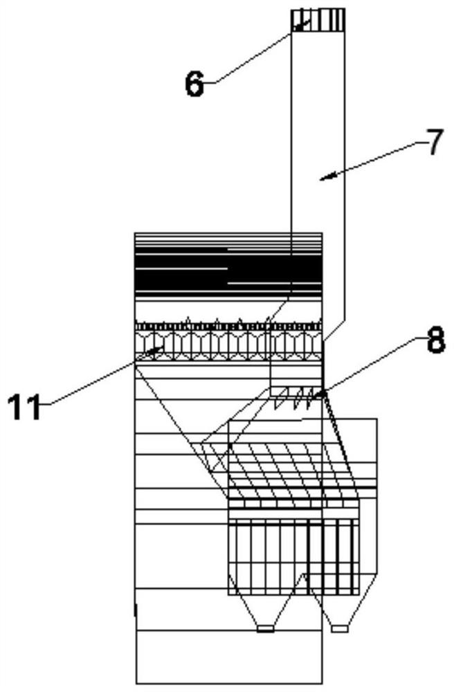 Coal economizer bypass flue outlet high-temperature and low-temperature flue gas flow mixing device