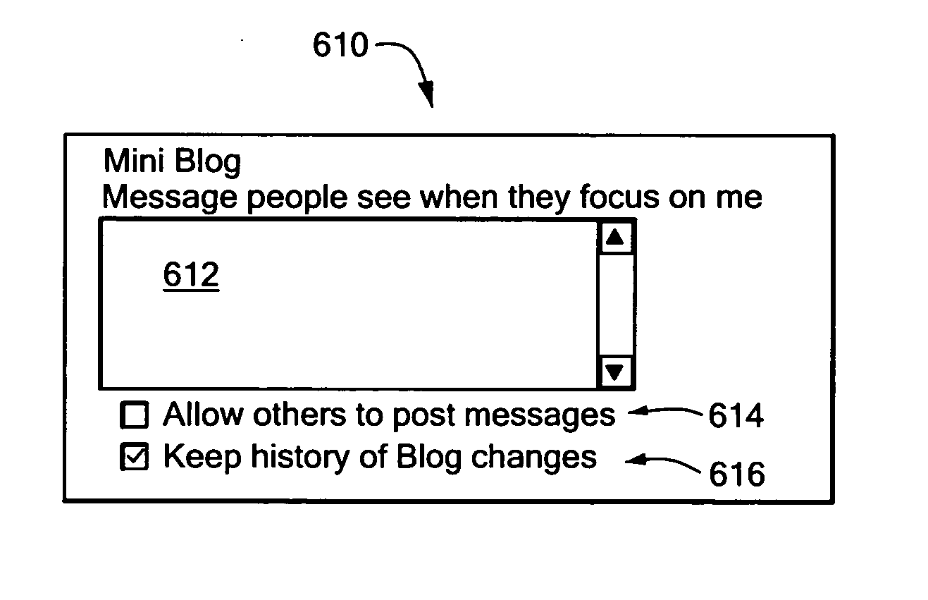 Enhanced instant message status message area containing time/date stamped entries and editable by others