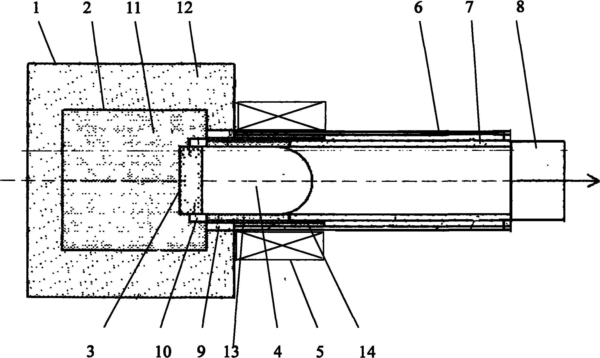 Composite pipe blank casting device and continuous casting method