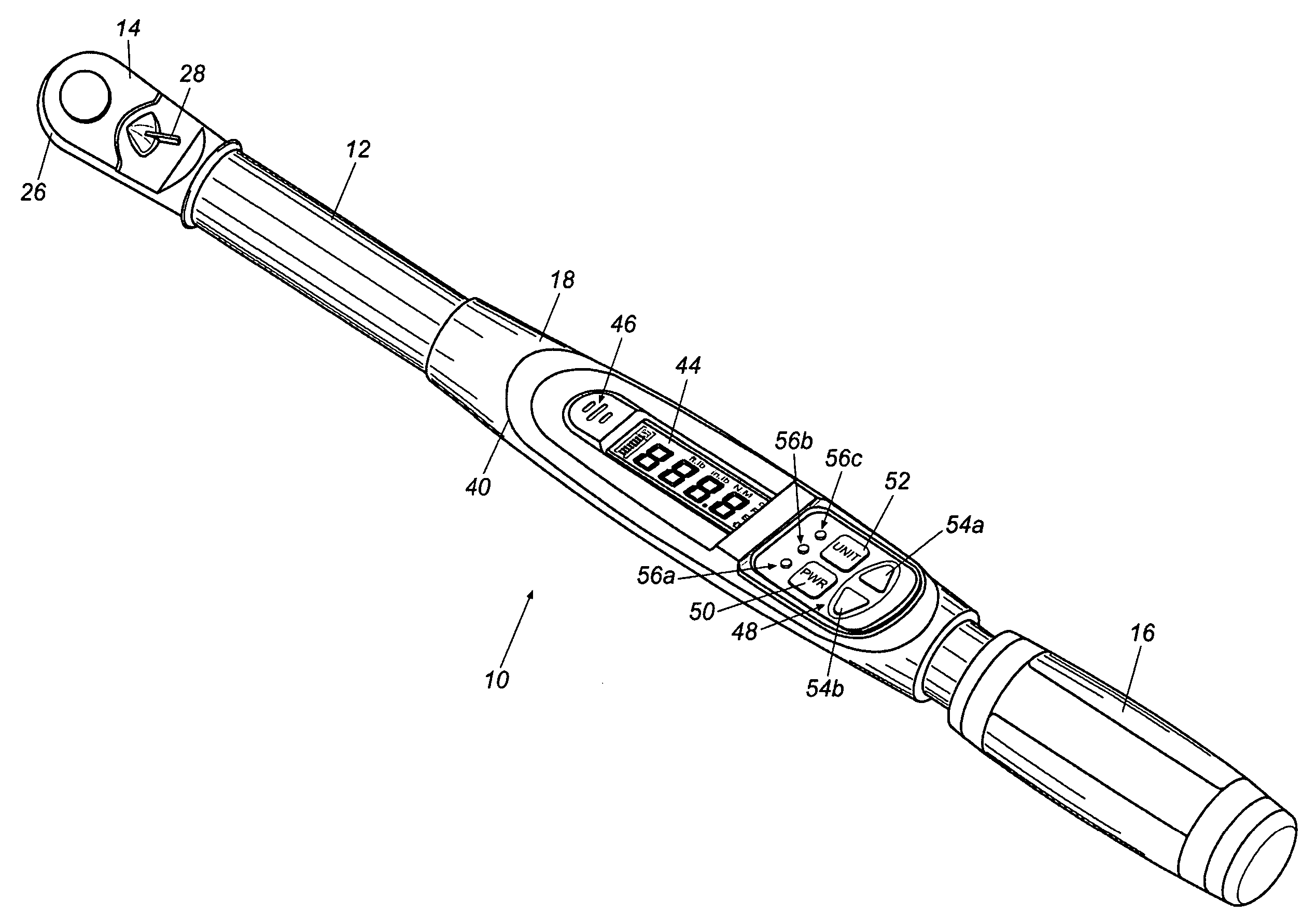Display device for an electronic torque wrench