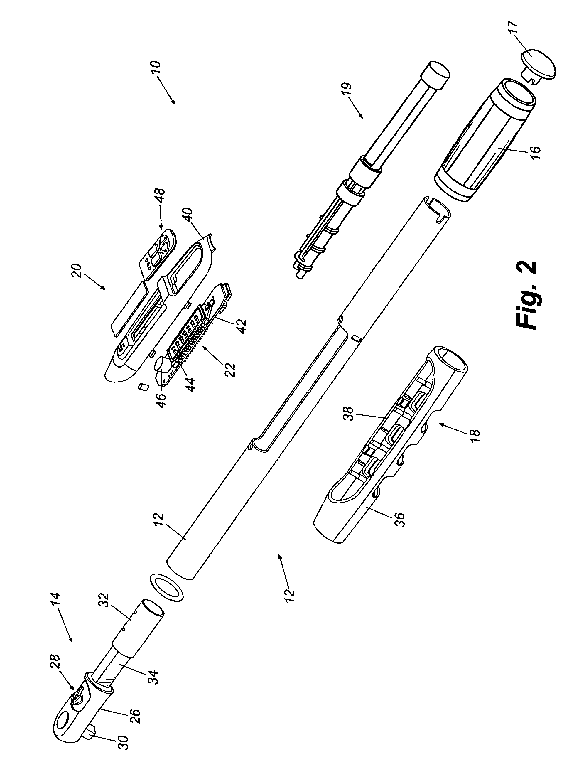 Display device for an electronic torque wrench