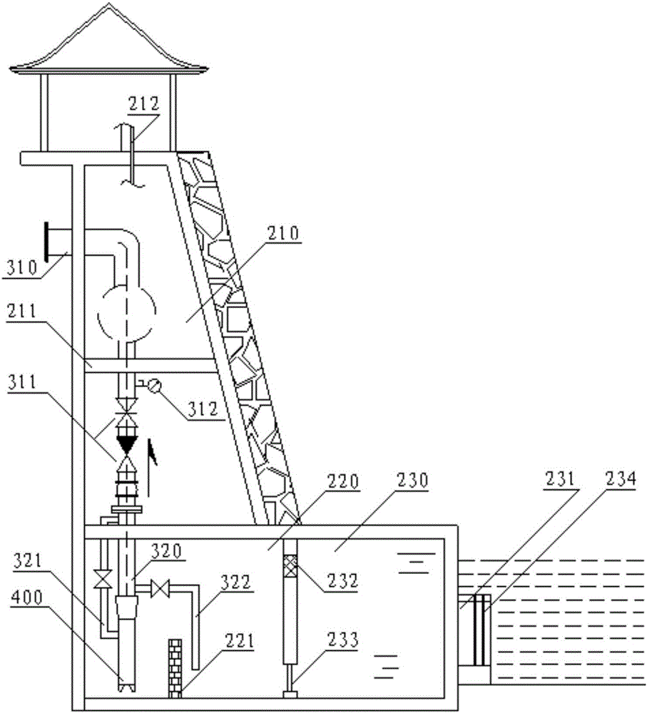 Novel water-source heat pump water getting system suitable for large-slope riverbed