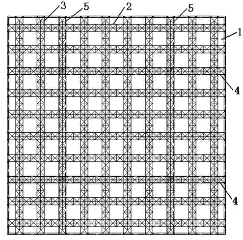 Stayed prestressed orthogonal space tube truss steel grid structure and manufacturing method thereof