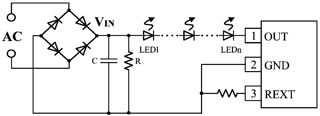 Linear high-efficiency constant current flicker-free led drive circuit and its drive method