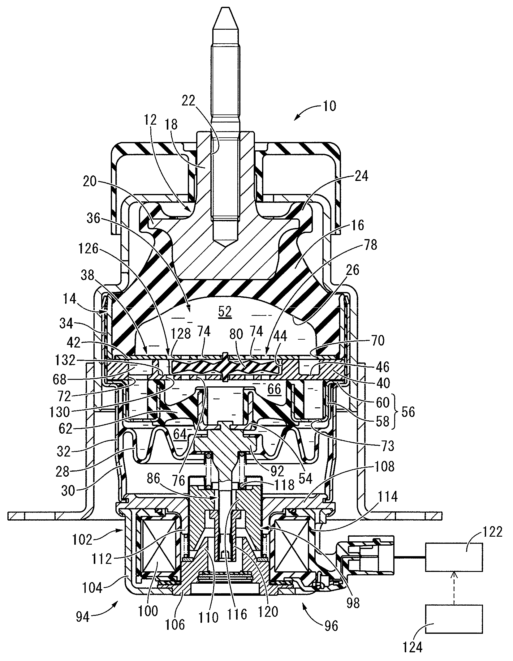 Fluid-filled type active vibration damping device