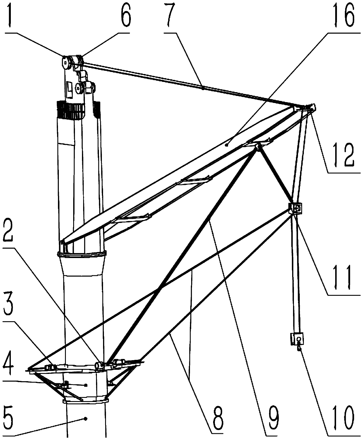 Anti-sway device for pull-down crane