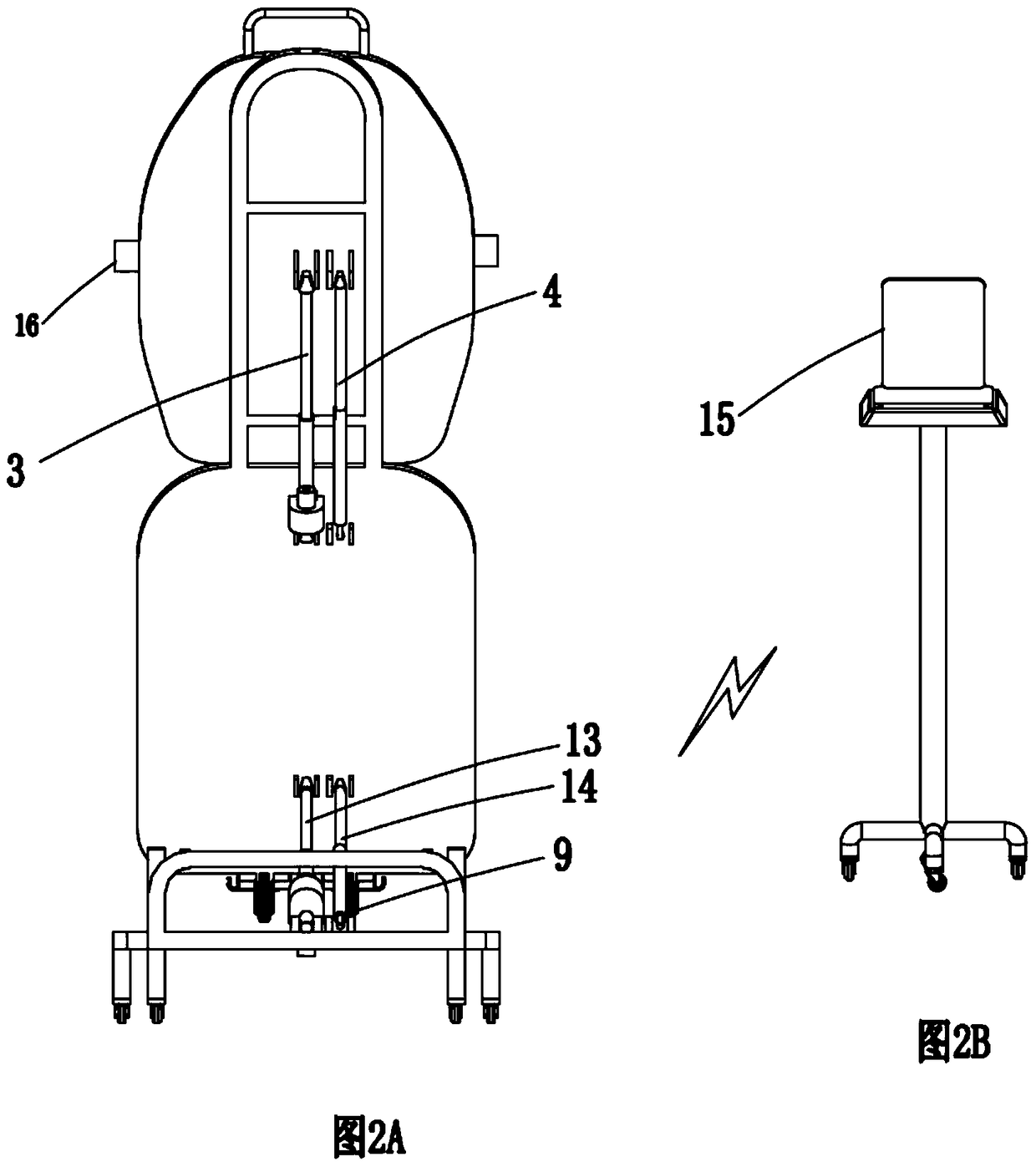 Lower body flexion and extension training standing bed with armrests