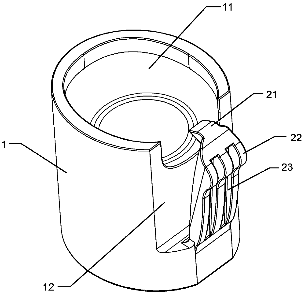 Convenient and rapid separating device suitable for detachable blood glucose transmitter