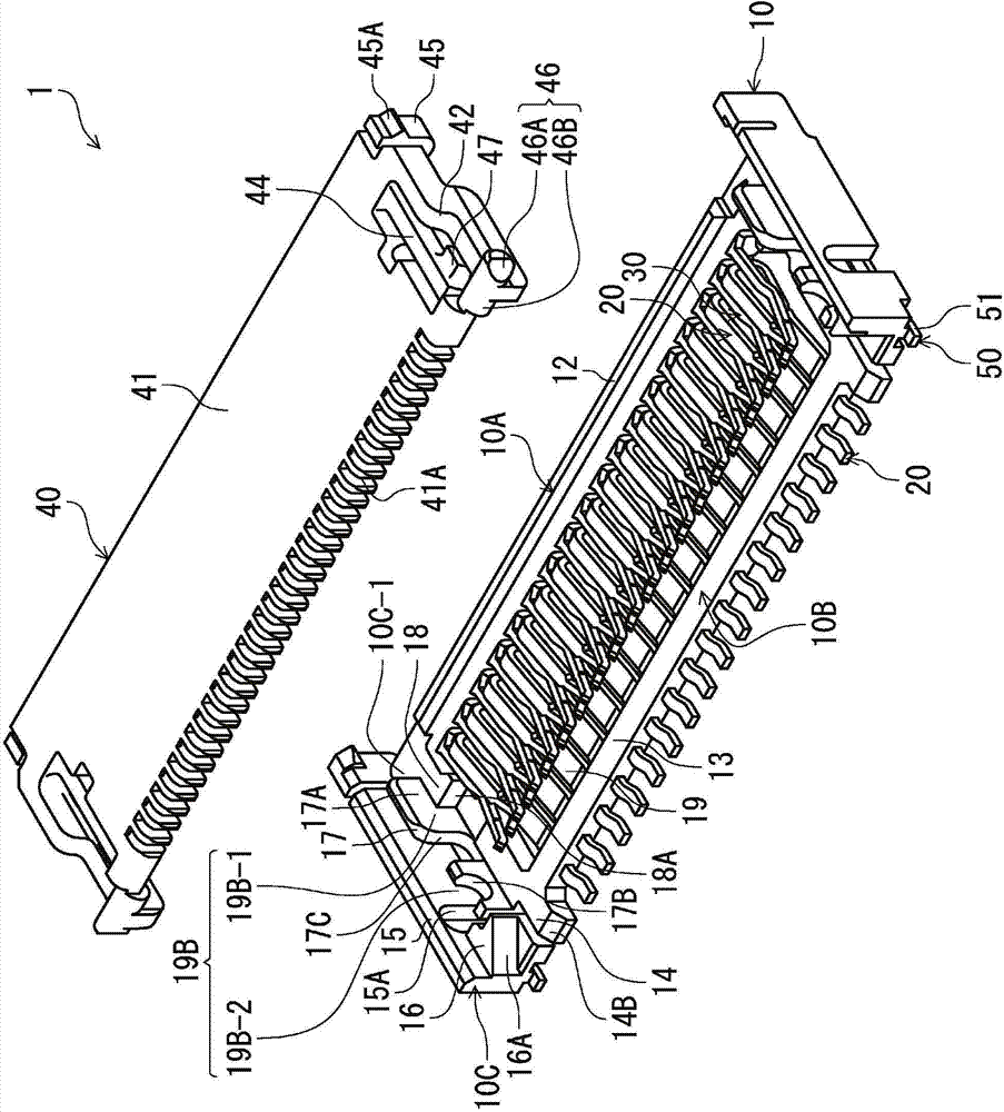 Electric connector for flat conductor