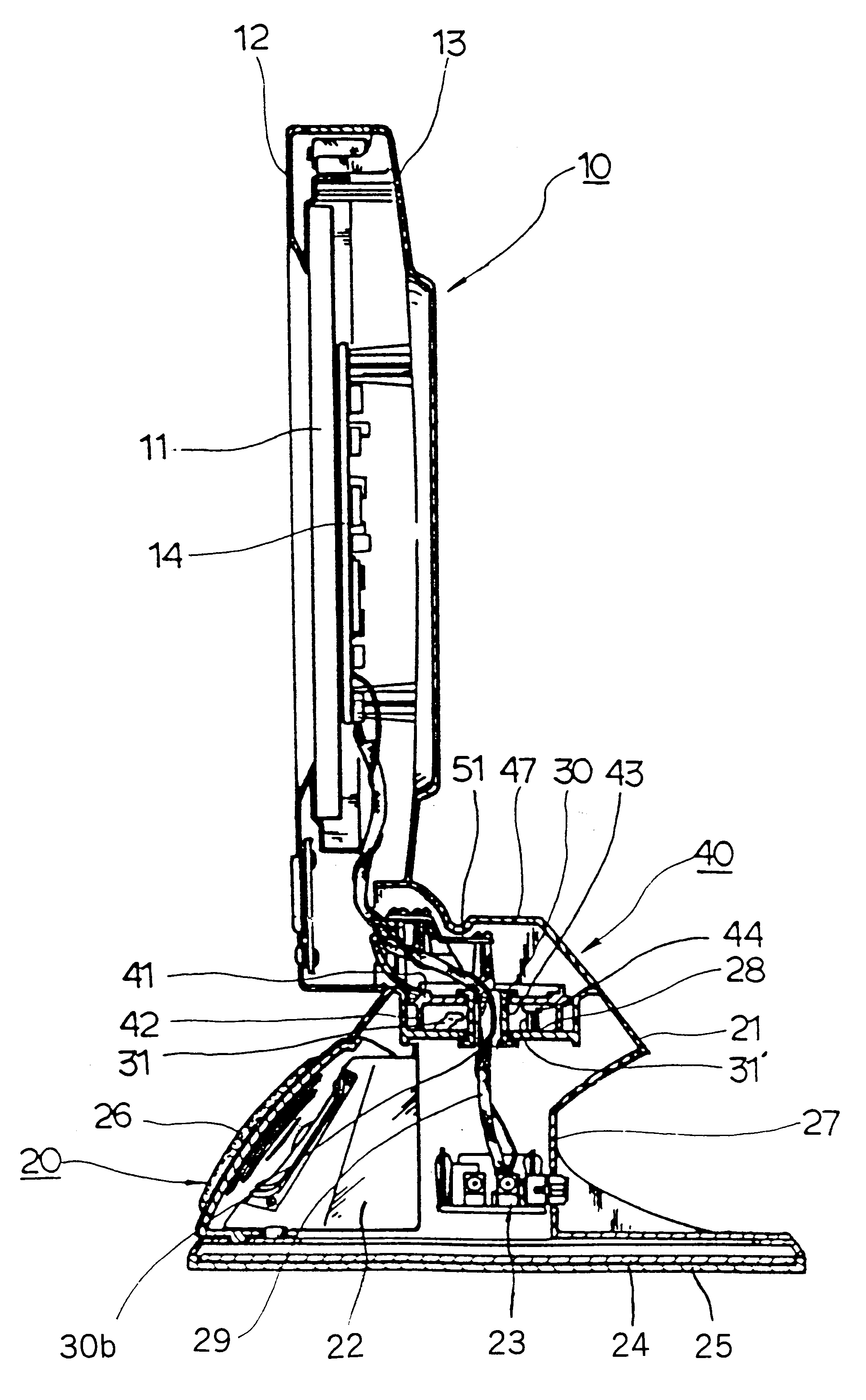 Flat-panel display apparatus having stand unit with cable passing through hinge shaft