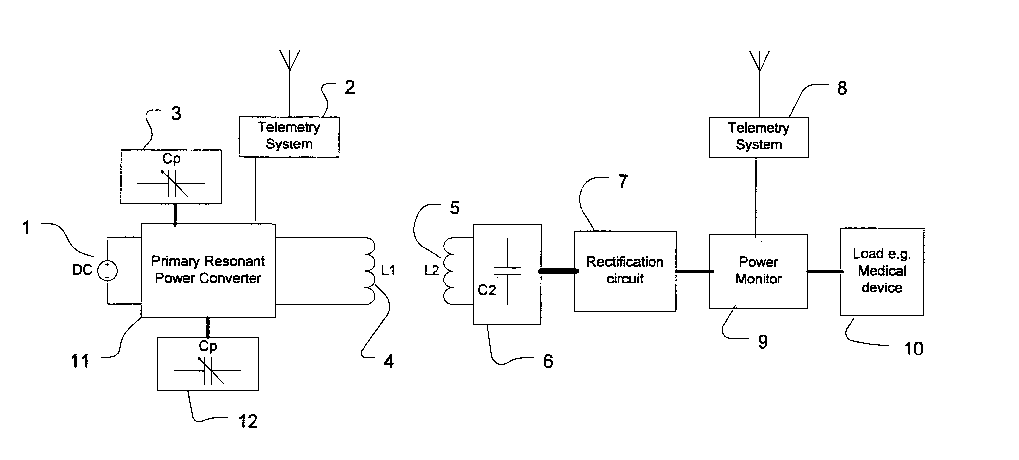 Selectable resonant frequency transcutaneous energy transfer system