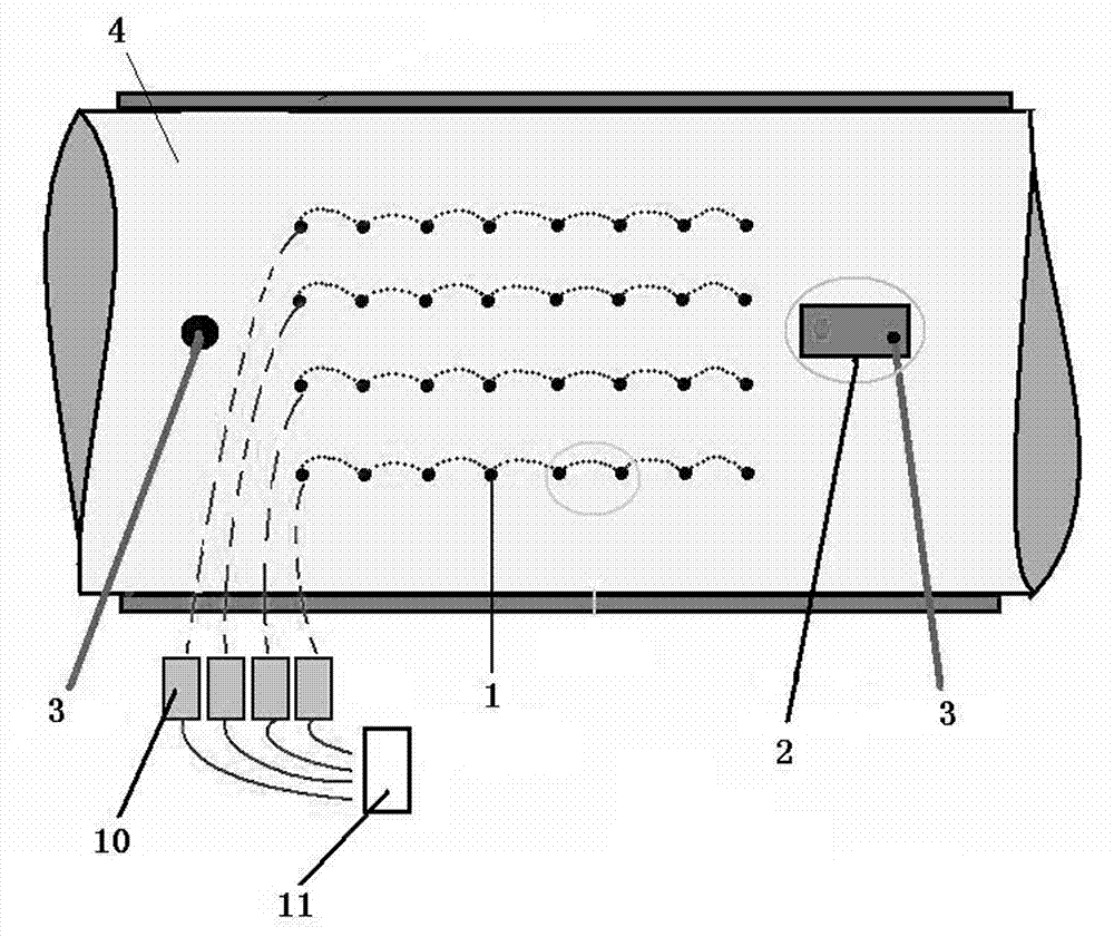 Metal-surface wall thickness detector with probes distributed in matrix mode and measurement method thereof