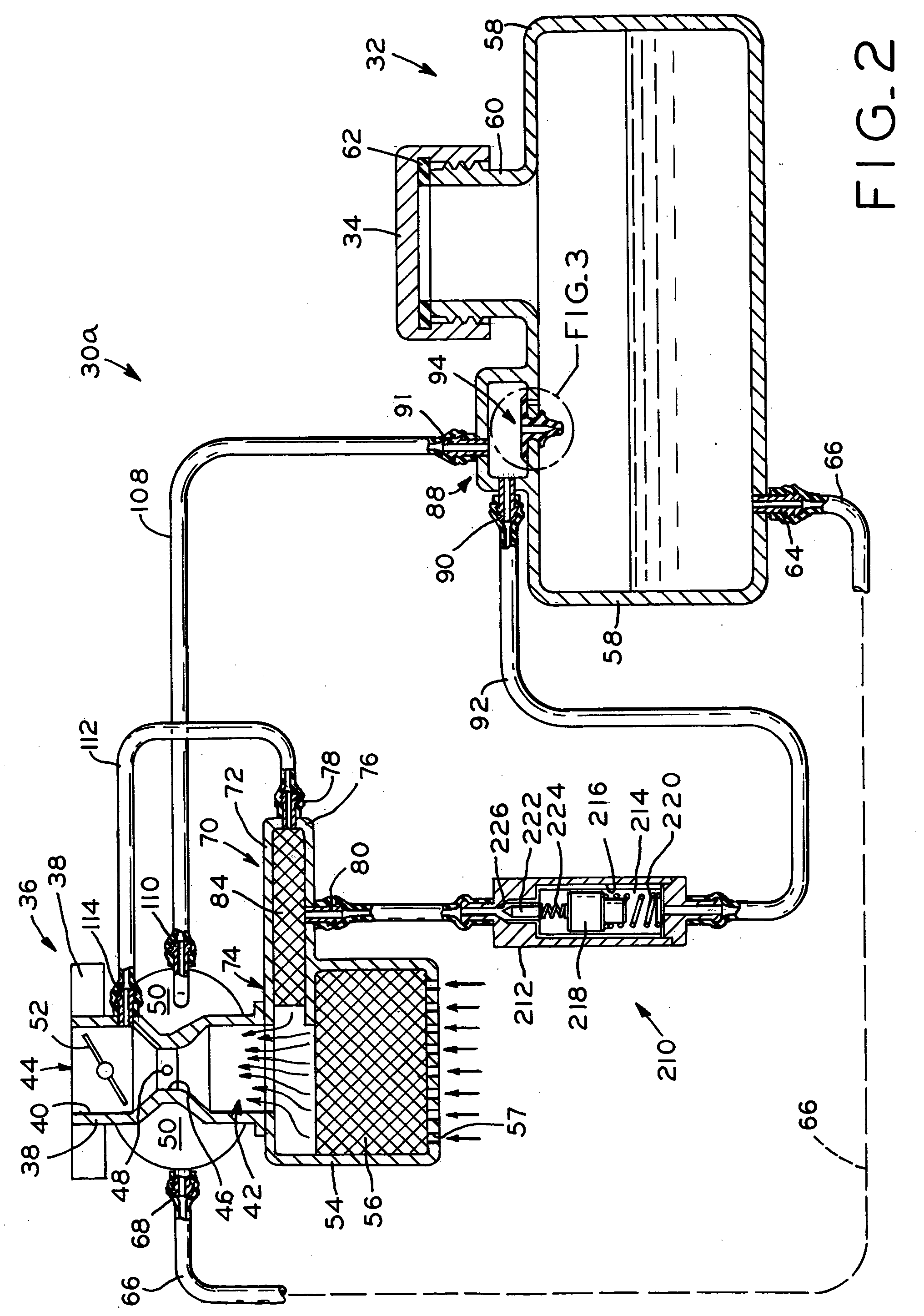 Evaporative emissions control system including a charcoal canister for small internal combustion engines