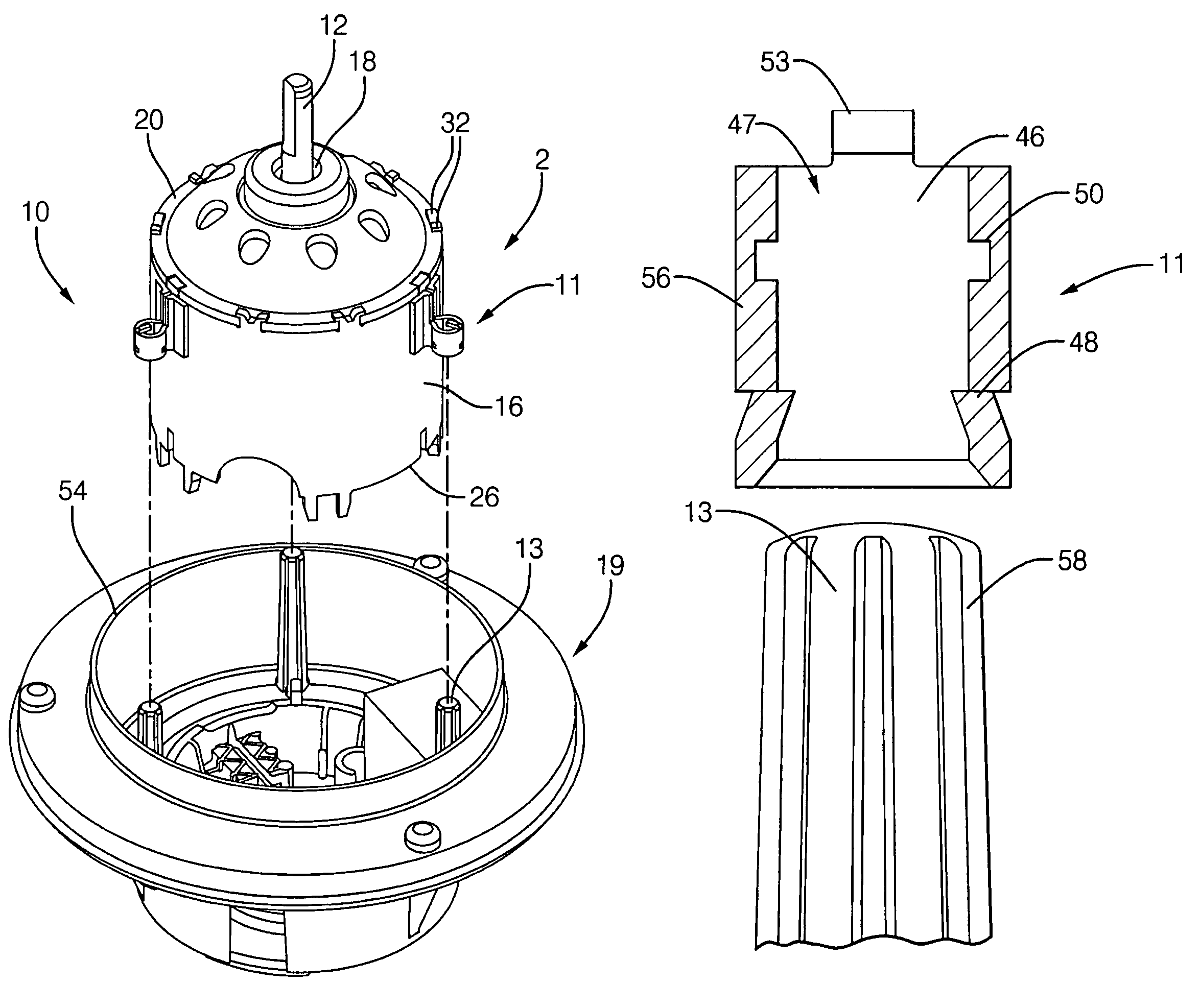 Motor attachment assembly for plastic post isolation system