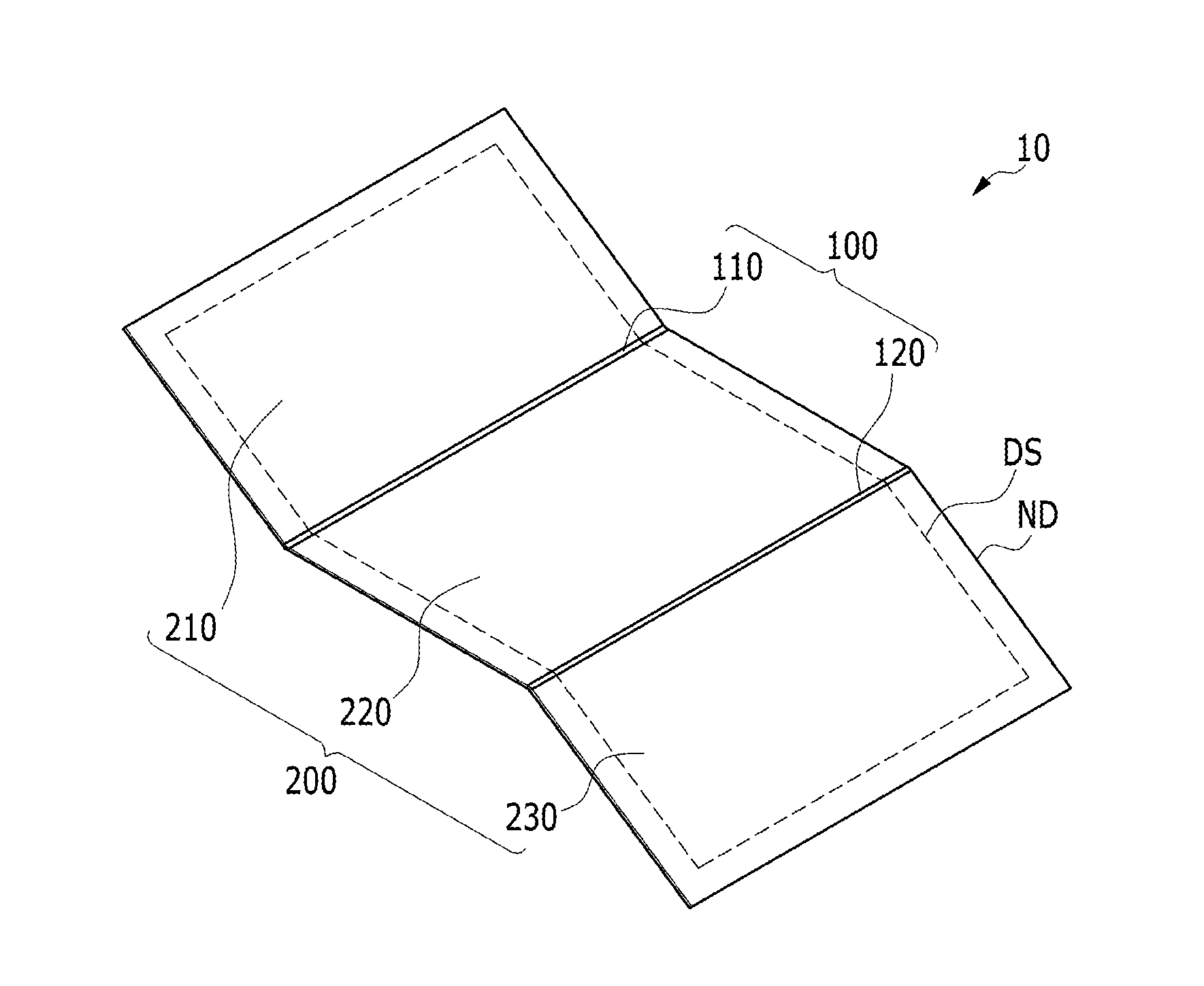 Flexible display device including folding section