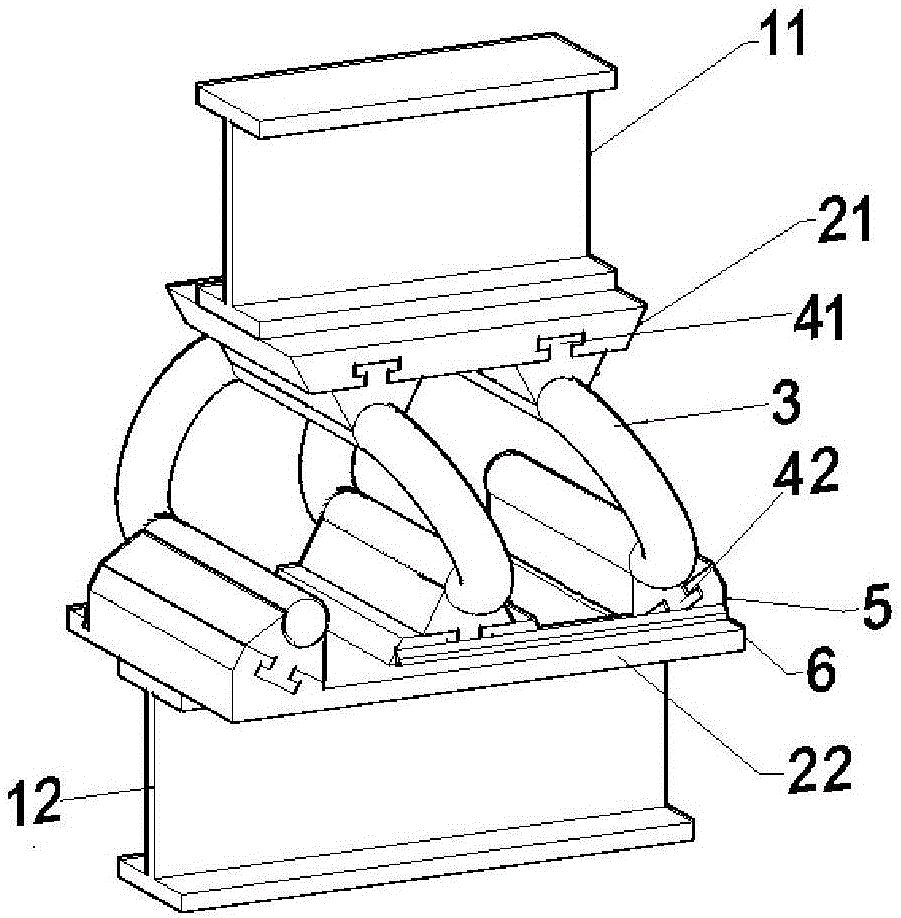 S-shaped soft steel energy dissipation shock absorber used for shape steel concrete composite shear wall