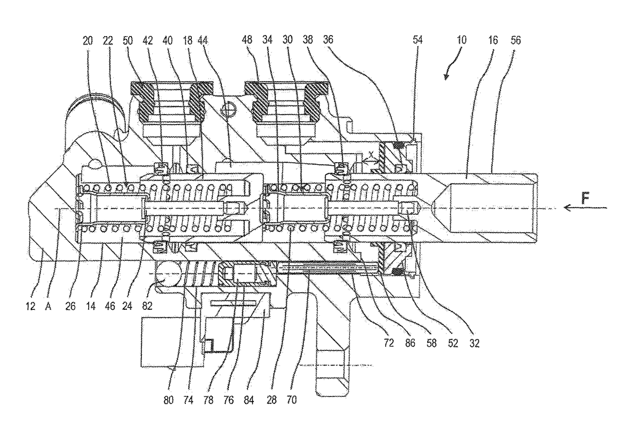 Master brake cylinder arrangement with actuation detection for a motor vehicle brake system