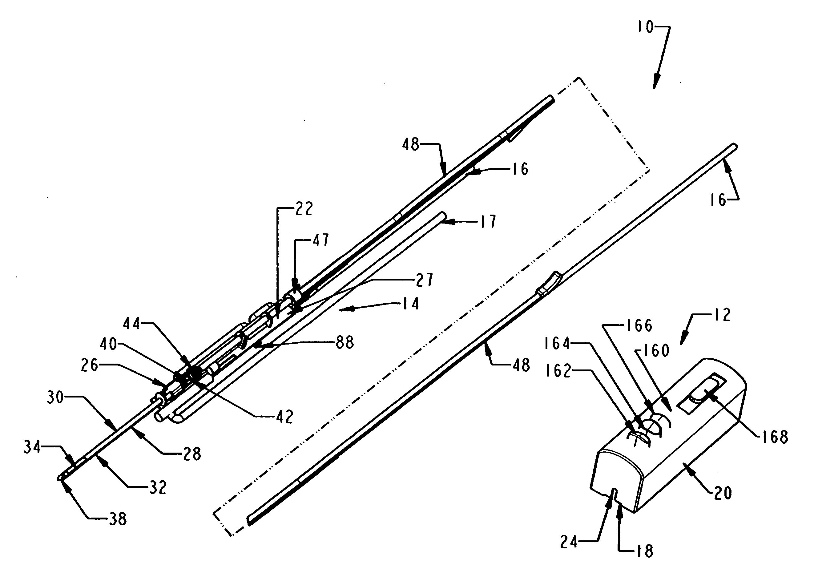 Biopsy device with replaceable probe incorporating static vacuum source dual valve sample stacking retrieval and saline flush