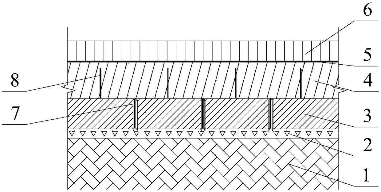 High-strength anti-crack asphalt pavement structure and construction method thereof