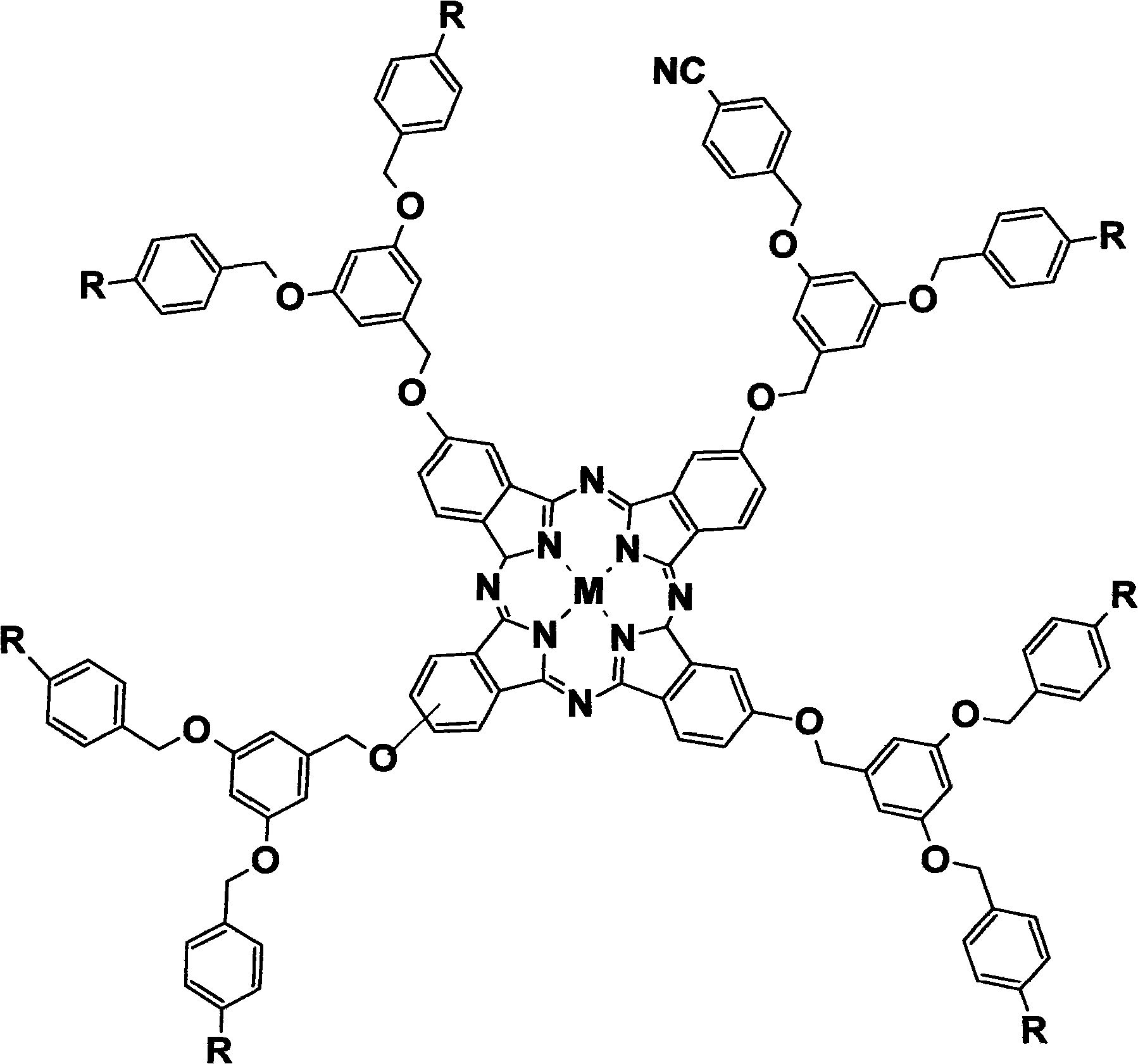 1-3 generation arylene ether dendritic phthalocyanine complex and polymer nano-particle thereof