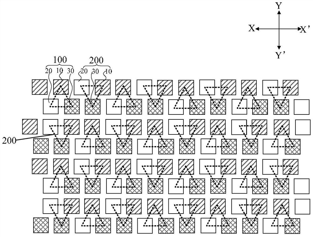 A pixel arrangement structure, a display panel, a display device, and a mask