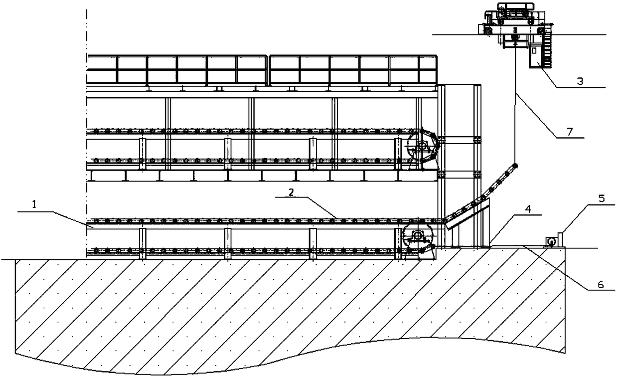 A hoisting method for a large long-distance slab conveyor chain