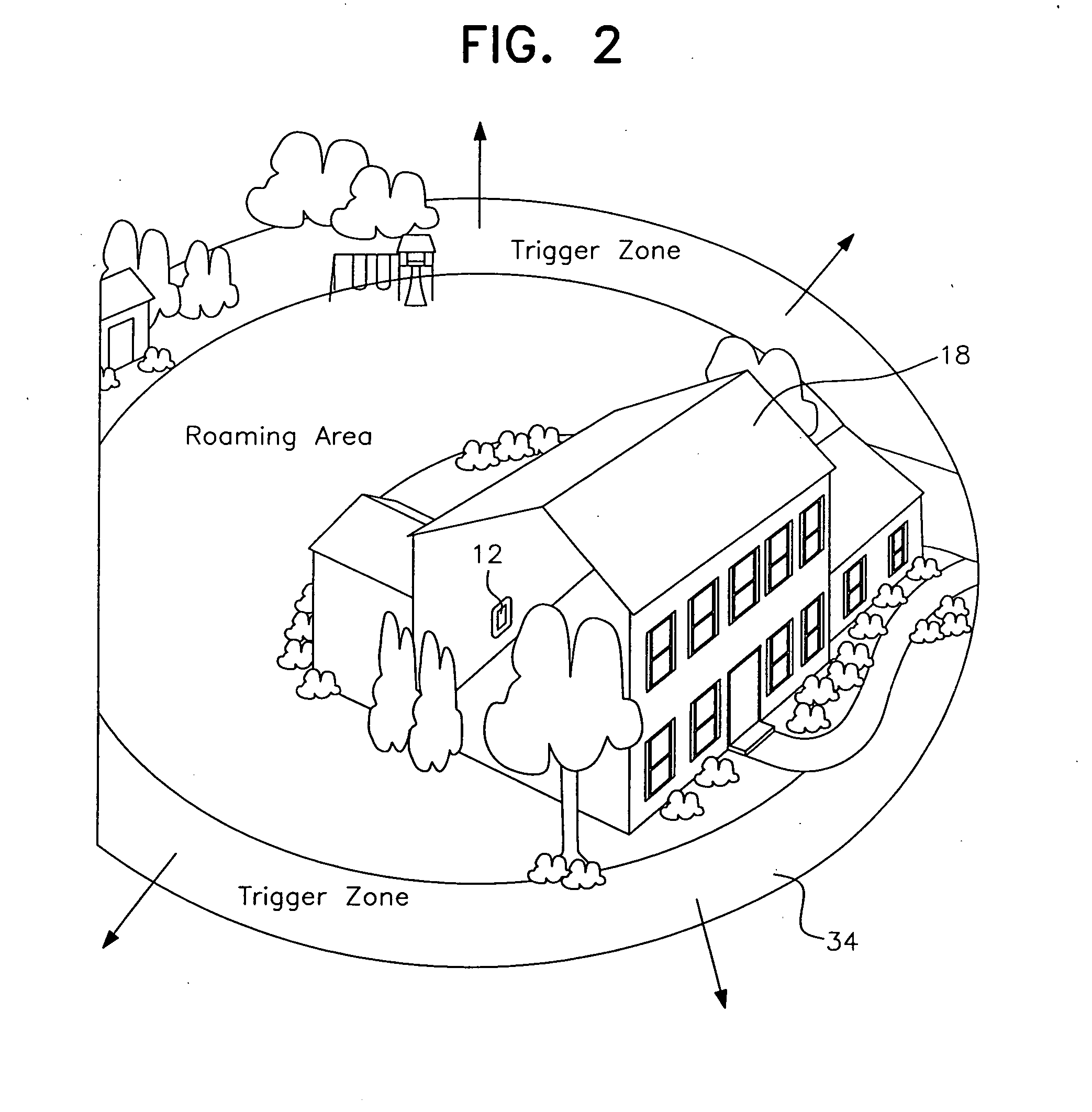 Radial-shape wireless dog fence system and method