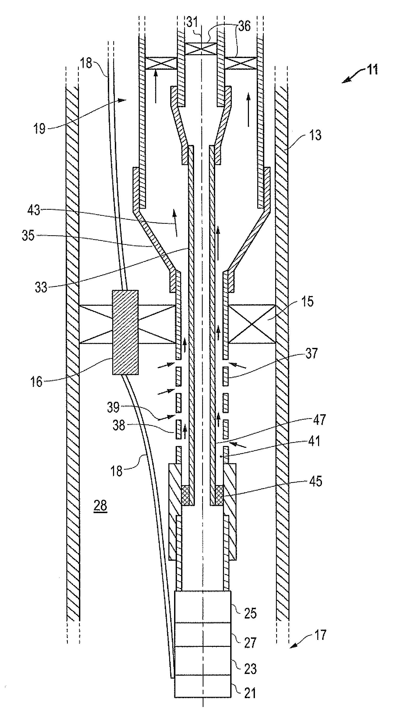System, method and apparatus for concentric tubing deployed, artificial lift allowing gas venting from below packers