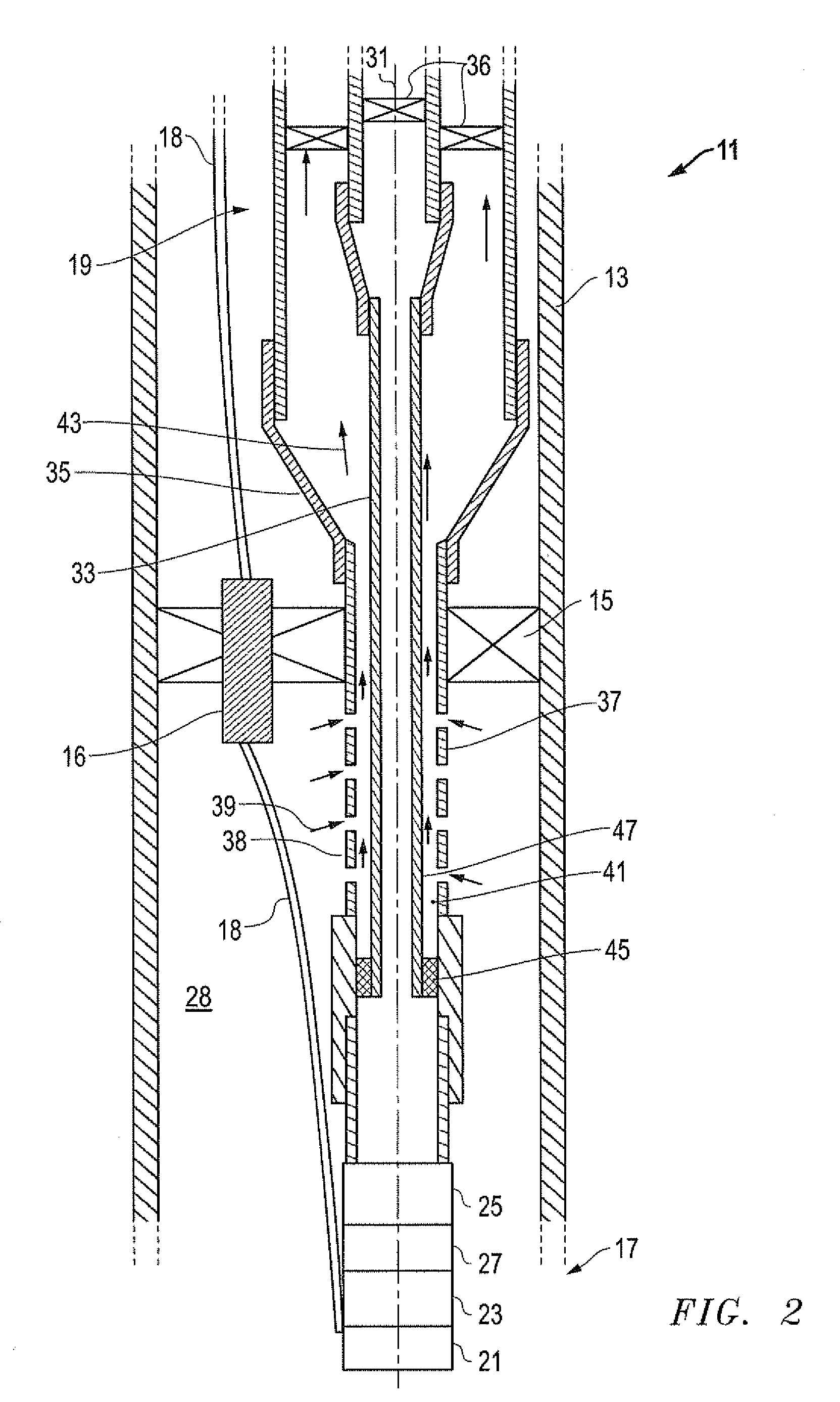 System, method and apparatus for concentric tubing deployed, artificial lift allowing gas venting from below packers